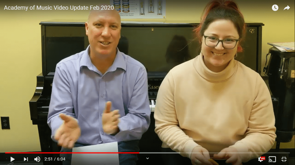 Music lesson video update February 2020